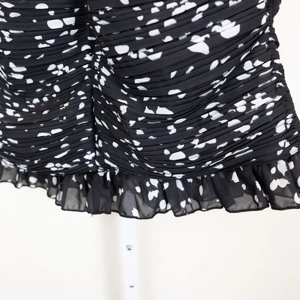 Nasty Gal Dalmatian Print Ruched Mini Skirt 6 NWT